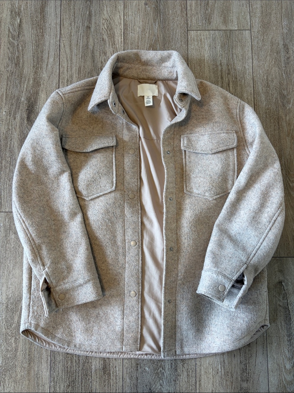 H&M Beige Wool Blend Shacket Jacket